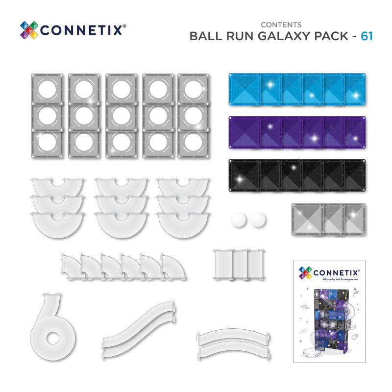 Magnetická stavebnica CONNETIX® Ball Run Galaxy Pack 61 ks