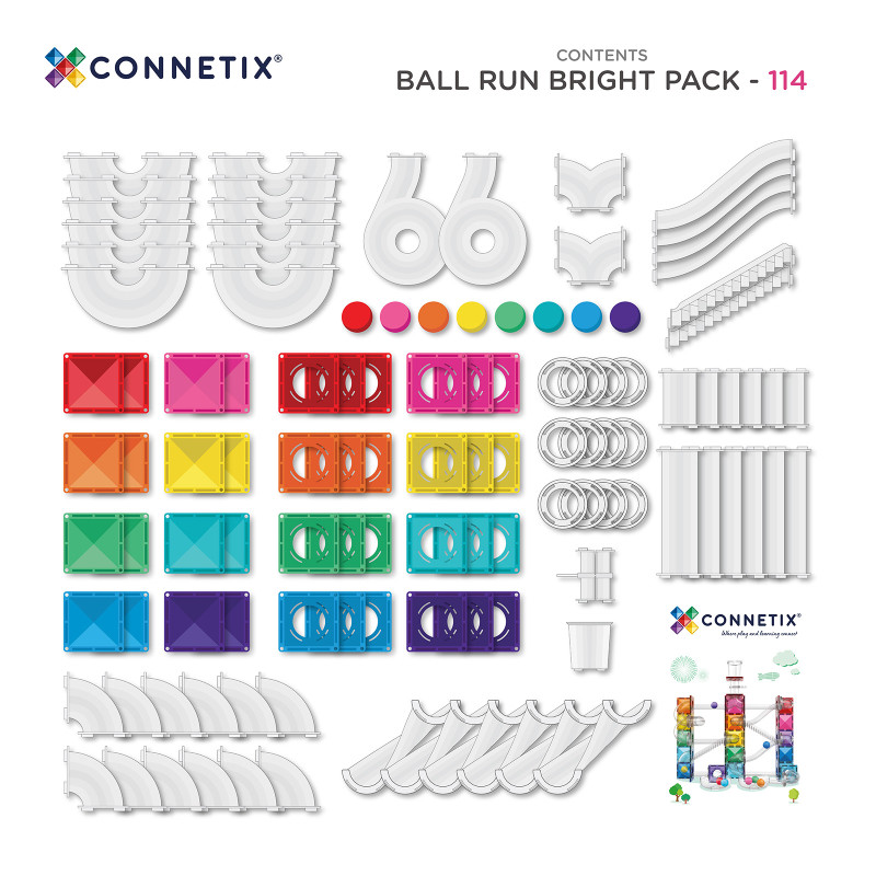Magnetická stavebnica CONNETIX® Ball Run Bright Pack 114 ks