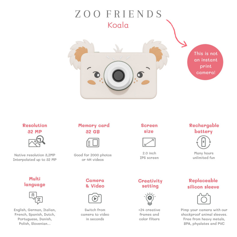 The Zoofamily detský digitálny fotoaparát koala