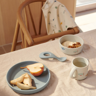 LIEWOOD silikónový jedálenský set Vivi Aviator Ecru