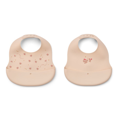 LIEWOOD silikónové podbradníky Ember Mini Butterfly / Apple blossom 2 kusy