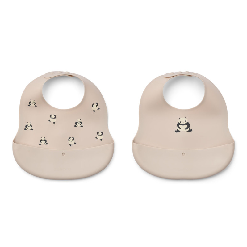 LIEWOOD silikónové podbradníky Ember Panda / Sandy 2 kusy