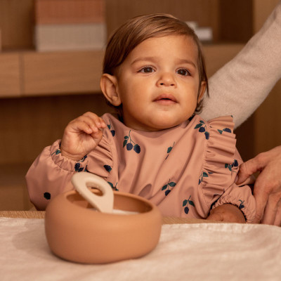 LIEWOOD Silikónová miska s lyžičkou Sparia Tuscany Rose / Apple Blossom