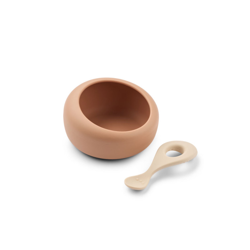 LIEWOOD Silikónová miska s lyžičkou Sparia Tuscany Rose / Apple Blossom