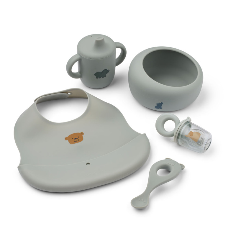 LIEWOOD Jedálenský set pre bábätká Mileah Dove blue