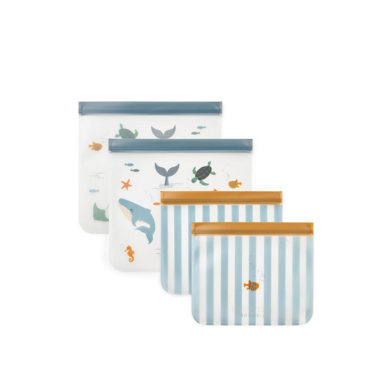 LIEWOOD Vrecká na potraviny Rebus 4-balenie Sea creature / Sandy