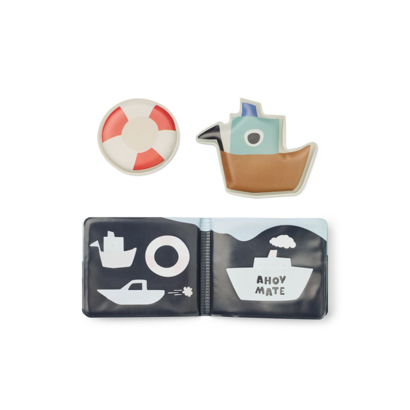 LIEWOOD Waylon kúzelná vodná knižka do kúpeľa Sailing / Sandy