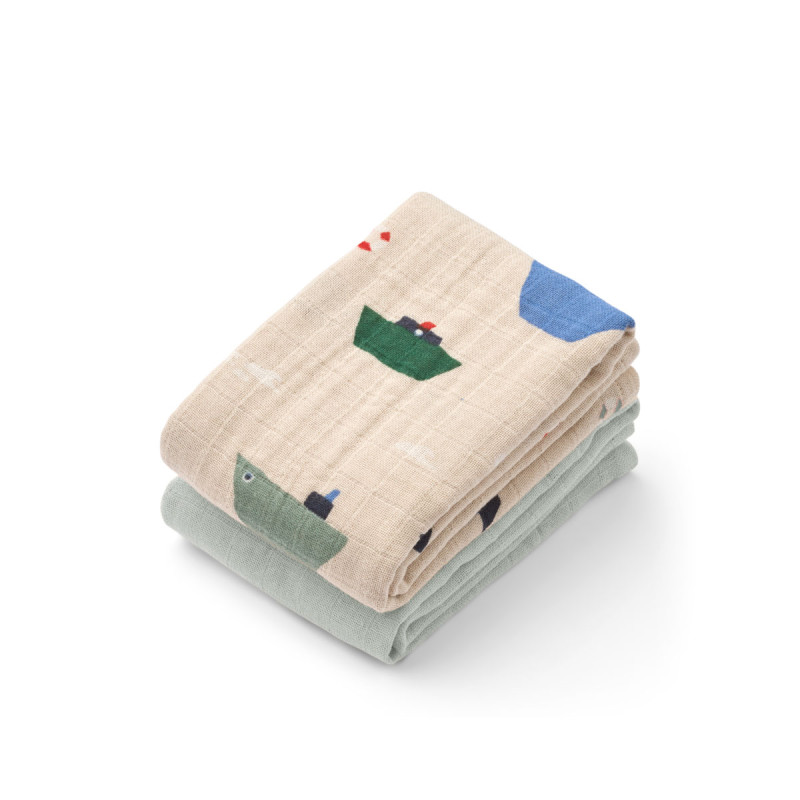 LIEWOOD mušelínové plienky Lewis 2 kusy Sailing / Dove blue mix