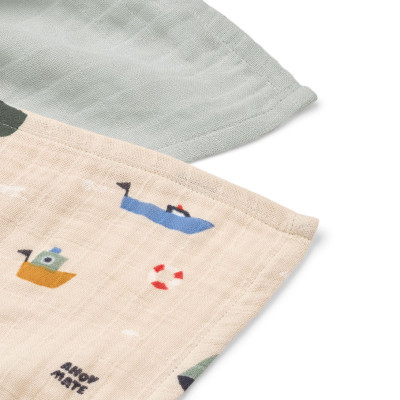 LIEWOOD mušelínové plienky Lewis 2 kusy Sailing / Dove blue mix