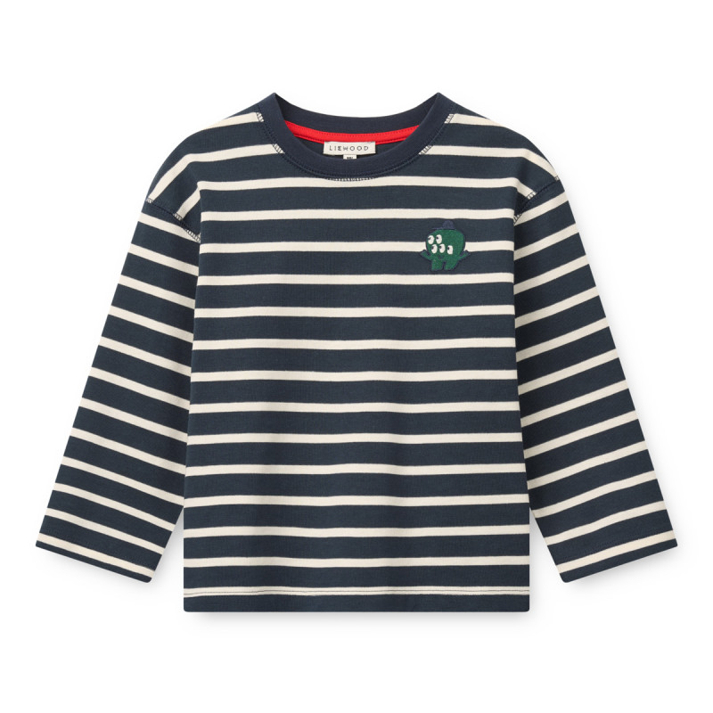 LIEWOOD TYLER pruhované tričko s dlhým rukávom Classic Navy / creme de la creme