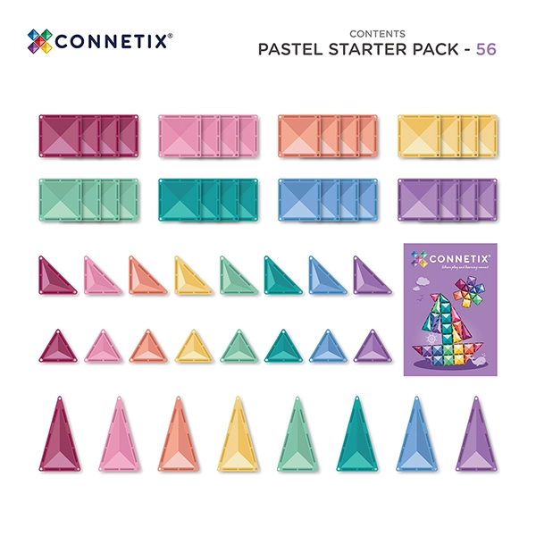 Magnetická stavebnica CONNETIX® Pastel Starter Pack 56 ks